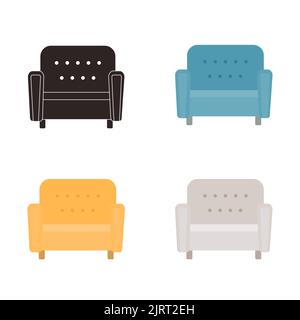 Set von weichen Stühlen in verschiedenen Farben. Vektorgrafik Stock Vektor