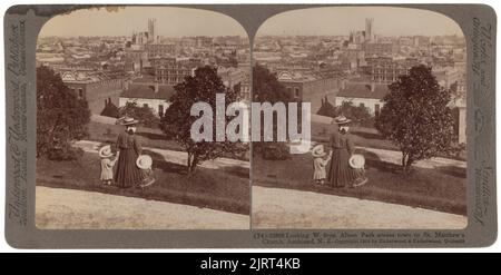 Blick vom Albert Park zur St Matthews Church, Auckland, 1908, Auckland, Hersteller unbekannt. Stockfoto