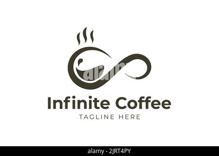 Ein Logo einer Kaffeetasse in einem Unendlichkeits-Zeichen - ideal für ein Café Stock Vektor