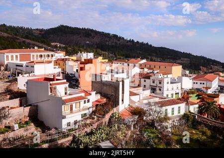 Dorf Vilaflor in einem Pinienwald in den Bergen von teneriffa auf den spanischen Kanarischen Inseln. Stockfoto