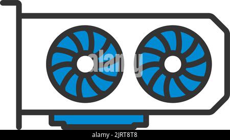 GPU-Symbol. Editierbare Fett Formatigte Kontur Mit Farbfüllungsdesign. Vektorgrafik. Stock Vektor