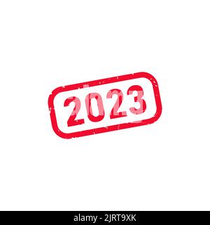2023 Gummi-Stempel-Vektor mit Grunge-Textur und klarem Design. Die Farbe kann problemlos geändert werden. Stock Vektor