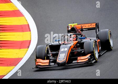 Stavelot, Belgien. 26. August 2022. Der Belgier Amaury Cordeel, aufgenommen während eines Trainings beim Grand Prix F2 von Belgien, in Spa-Francorchamps, Freitag, 26. August 2022. BELGA FOTO DIRK WAEM Quelle: Belga Nachrichtenagentur/Alamy Live News Stockfoto