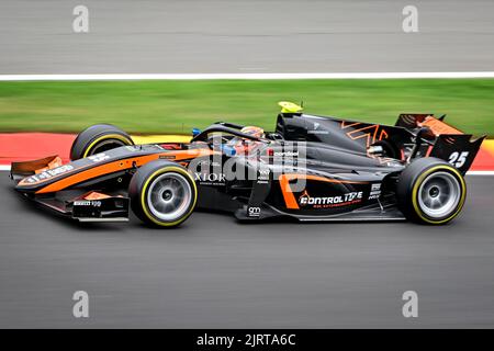 Stavelot, Belgien. 26. August 2022. Der Belgier Amaury Cordeel, aufgenommen während eines Trainings beim Grand Prix F2 von Belgien, in Spa-Francorchamps, Freitag, 26. August 2022. BELGA FOTO DIRK WAEM Quelle: Belga Nachrichtenagentur/Alamy Live News Stockfoto