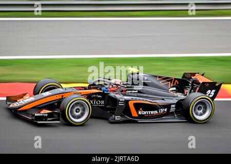 Stavelot, Belgien. 26. August 2022. Der Belgier Amaury Cordeel, aufgenommen während eines Trainings beim Grand Prix F2 von Belgien, in Spa-Francorchamps, Freitag, 26. August 2022. BELGA FOTO DIRK WAEM Quelle: Belga Nachrichtenagentur/Alamy Live News Stockfoto