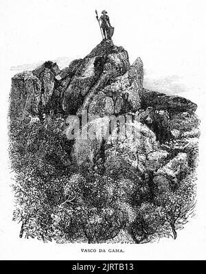 Eingraviertes Porträt von Vasco da Gama Stockfoto