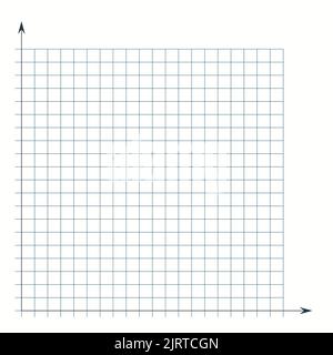 Rasterpapier. Mathematisches Diagramm. Kartesisches Koordinatensystem mit x-Achse, y-Achse. Quadratischer Hintergrund mit farbigen Linien. Geometrisches Muster für die Schule Stock Vektor