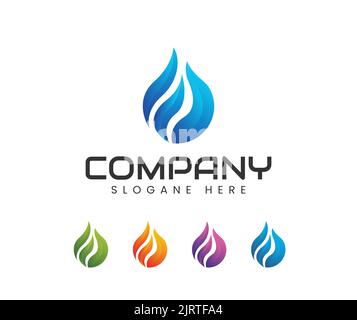 Design-Vorlage für das Wassertropfen-Feuer. Vektor-Vorlage Für Öl- Und Gaslogo-Design Stock Vektor