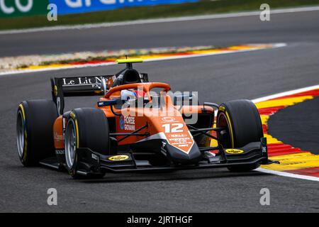 Spa, Belgien. 26. August 2022. Francorchamps, Belgien - 26/08/2022, 12 NOVALAK Clement (Fra), MP Motorsport, Dallara F2, Aktion während des 11.. Rennens der FIA Formel 2 Meisterschaft 2022, vom 26. Bis 28. August 2022 auf dem Circuit de Spa-Francorchamps, in Francorchamps, Belgien - Foto: Julien Delfosse / Dppi/DPPI/LiveMedia Kredit: Unabhängige Fotoagentur/Alamy Live News Stockfoto