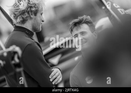Basile Bourgnon, Edenred während des La Solitaire du Figaro 2022, Etappe 1, Monohull Beneteau 3 Segelrennen, Nantes - Port-la-Foret, Frankreich - Foto Nicolas Pehe / DPPI Stockfoto
