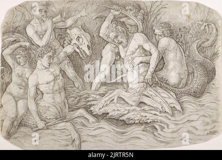 Schlacht der Meeresgötter, Anfang 1470s-um 1490, Italien, von Andrea Mantegna. Geschenk von Bischof Monrad, 1869. Stockfoto