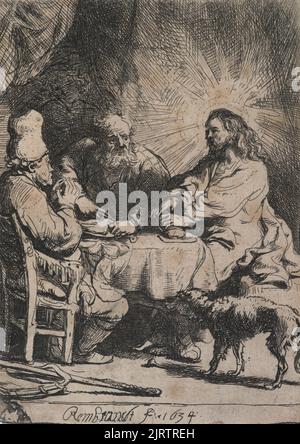 Christus in Emmaus: Die kleinere Tafel., 1634, Niederlande, von Rembrandt van Rijn. Geschenk von Sir John Ilott, 1952. Stockfoto