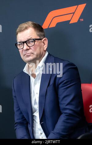 Spa, Belgien. , . Weltmeisterschaft F1. Großer Preis Von Belgien. Der Vorstandsvorsitzende der AUDI AG, Markus Duesmann, kündigt AUF der Pressekonferenz die TEILNAHME VON AUDI an F1 an.- Foto Copyright: Cristiano BARNI/ATP images Credit: SPP Sport Press Foto. /Alamy Live News Stockfoto