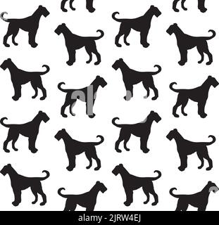 Vektor nahtlose Muster von Hand gezeichnet welsh Terrier Hund Silhouette isoliert auf weißem Hintergrund Stock Vektor