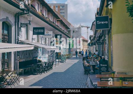 Atmosphäre im Stadtzentrum von Ljubljana in der Kastelceva-Straße Stockfoto