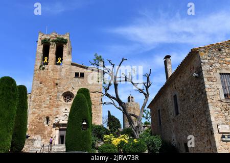 Kirche in Pals historisches mittelalterliches Dorf, Katalonien, Spanien Stockfoto