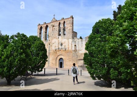 Sant Esteve Kirche in Peratallada, Katalonien, Spanien Stockfoto