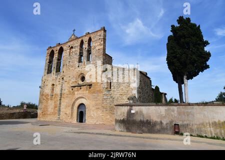 Sant Esteve Kirche in Peratallada, Katalonien, Spanien Stockfoto