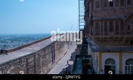 Jodhpur Rajasthan, Indien – 1. Februar 2014 : Alte alte Festung mehrangarh in jodhpur Stadt, Rajasthan, Indien Stockfoto