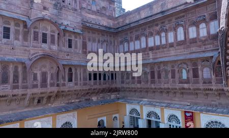 Jodhpur Rajasthan, Indien – 1. Februar 2014 : Alte alte Festung mehrangarh in jodhpur Stadt, Rajasthan, Indien Stockfoto