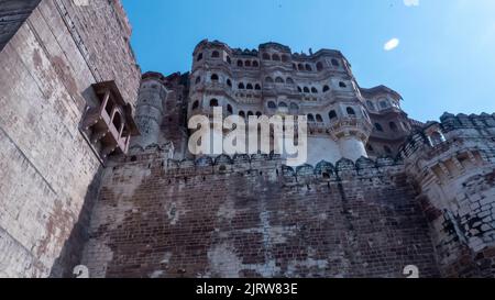 Jodhpur Rajasthan, Indien – 1. Februar 2014 : Alte alte Festung mehrangarh in jodhpur Stadt, Rajasthan, Indien Stockfoto