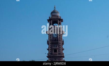 Jodhpur Rajasthan, Indien – 1. Februar 2014 : Alter Uhrenturm namens Ghanta Ghar in jodhpur Stadt, Rajasthan, Indien Stockfoto