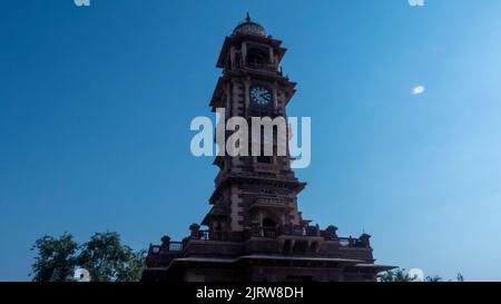 Jodhpur Rajasthan, Indien – 1. Februar 2014 : Alter Uhrenturm namens Ghanta Ghar in jodhpur Stadt, Rajasthan, Indien Stockfoto