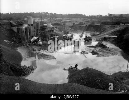 Betonmischarbeiten und Steinbruch in Lightmoor, Shropshire 1966 Stockfoto