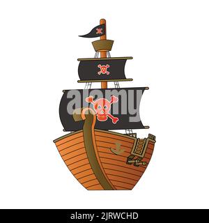 Niedlich von Piraten Schiff auf Cartoon-Version, Vektor-Illustration Stock Vektor