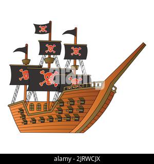 Niedlich von Piraten Schiff auf Cartoon-Version, Vektor-Illustration Stock Vektor