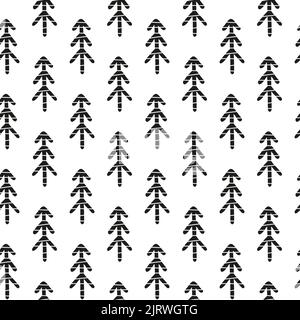 Nahtloses Schwarz-Weiß-Muster mit minimalistischem Doodle skandinavischer Tannenbäume. Stock Vektor