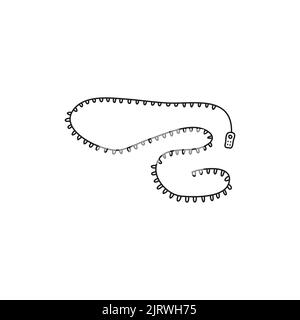 Doodle umreißen Girlande-Lampen isoliert auf weißem Hintergrund. Stock Vektor