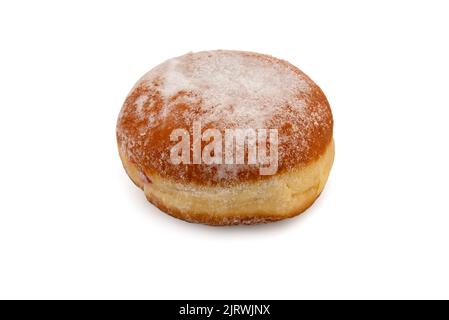 Deutsch Krapfen, Donut mit Puderzucker bestreut gebraten für Karneval, in Italien genannt Bombolon, isoliert auf weißem, Schneideweg Stockfoto