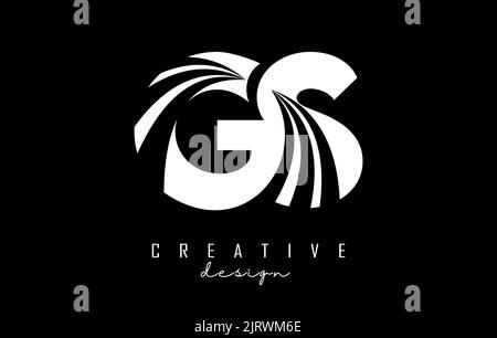 Kreatives, weißes GS g s-Logo mit führenden Linien und Straßenkonzept. Buchstaben mit geometrischem Design. Vektorgrafik mit Buchstaben und Schnitten. Stock Vektor