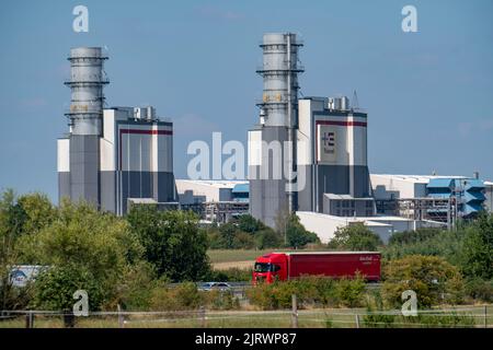 Trianel Gas- und Dampfkraftwerk Hamm-Uentrop, zwei Kraftwerkseinheiten mit einer Leistung von je 425 Megawatt, NRW, Deutschland, Stockfoto