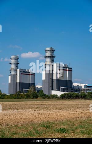 Trianel Gas- und Dampfkraftwerk Hamm-Uentrop, zwei Kraftwerkseinheiten mit einer Leistung von je 425 Megawatt, NRW, Deutschland, Stockfoto