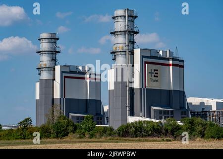 Trianel Gas- und Dampfkraftwerk Hamm-Uentrop, zwei Kraftwerkseinheiten mit einer Leistung von je 425 Megawatt, NRW, Deutschland, Stockfoto