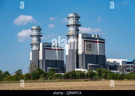 Trianel Gas- und Dampfkraftwerk Hamm-Uentrop, zwei Kraftwerkseinheiten mit einer Leistung von je 425 Megawatt, NRW, Deutschland, Stockfoto