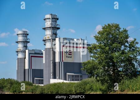 Trianel Gas- und Dampfkraftwerk Hamm-Uentrop, zwei Kraftwerkseinheiten mit einer Leistung von je 425 Megawatt, NRW, Deutschland, Stockfoto