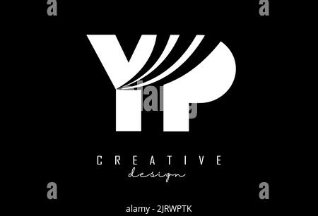 Kreatives, weißes YP y p-Logo mit Linien und Straßenkonzept. Buchstaben mit geometrischem Design. Vektorgrafik mit Buchstabe und Kreat Stock Vektor
