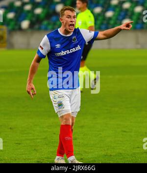 Kyle McClean - Linfield vs RFS, Europa Conference League Play-Off, Windsor Park Belfast, 25.. August 2022 Stockfoto