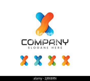 Moderne einzigartige x Anfangsbuchstabe Logo-Vorlage für Business-Logo. Buchstabe X Logo-Vorlage Kombination mit Menschen Form Stock Vektor