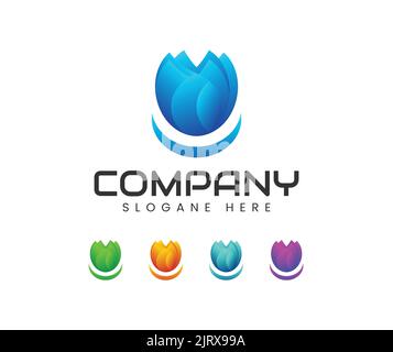 Lotus Flower Logo Abstract Beauty Spa Salon Kosmetikmarke Linear Style. Kreative Blume Inspiration Vektor Logo Design Vorlage Stock Vektor
