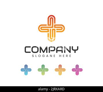 Modernes Medizinisches Logo Für Das Gesundheitswesen. Symbol Für Den Zustand Des Gerundeten Linearen Querzeichensymbols. Creative Health Care Konzept Logo Design-Vorlage Stock Vektor