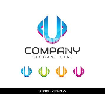 Abstrakter Buchstabe U Logo-Design. Design-Vorlagen für Symbole mit U-Logo-Schriftzug Stock Vektor