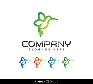 Hummingbird Logo Design. Humming Vogel Logo kreative Design-Vorlage Farbe flach Stock Vektor