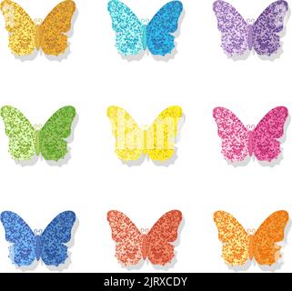 Set von bunten abstrakten Schmetterlingen. Sammlung von Vektor glitzernden Schmetterling Symbole Stock Vektor