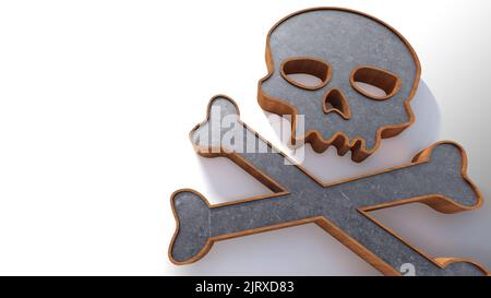 Ein 3D Rendering Bild von Schädel aus Stahl und Drahtgeflecht. Stockfoto