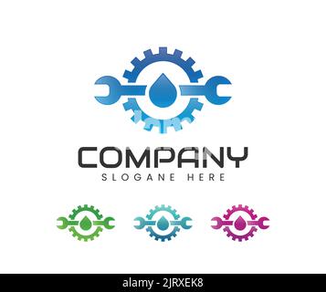 Klempnerarbeiten und Service Logo Design. Logo, Symbol und Vorlage für Sanitär- und Servicearbeiten Stock Vektor