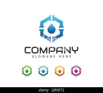 Logo-Design für polygonale Sanitär-Installationen. Vorlage Vorlage für Logo-Design für Sanitär Stock Vektor